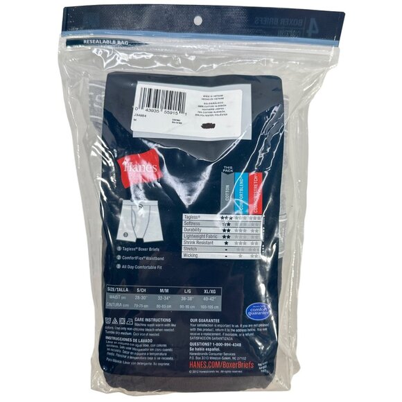 Lot Of 4 Hanes Men's Size Medium Boxer Briefs Tagless 100% Cotton New In Package - Picture 2 of 12